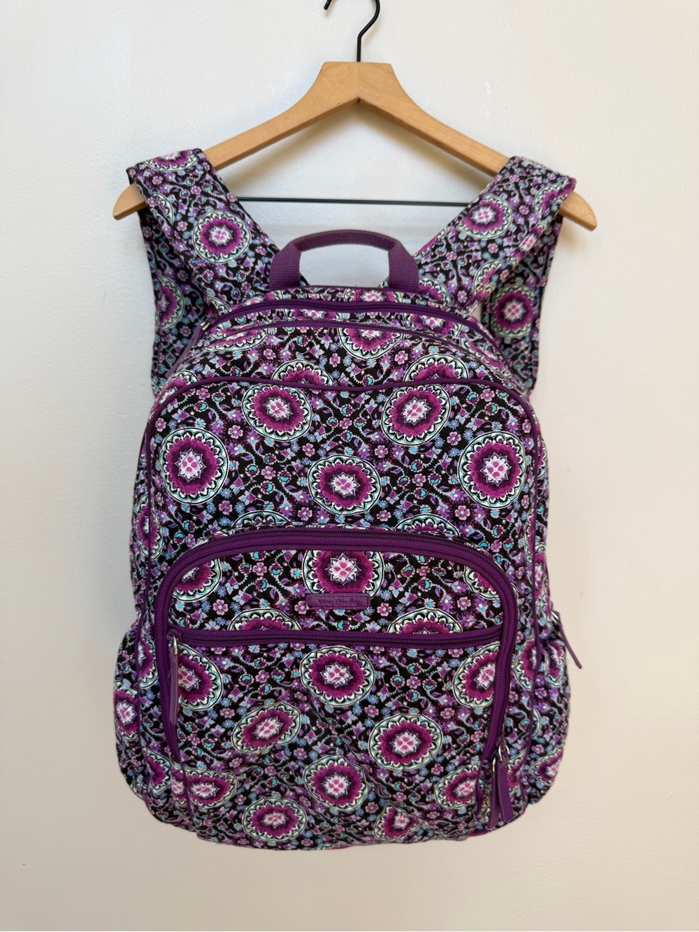 Vera Bradley Campus Backpack Signature Performance Twill Raspberry Medallion